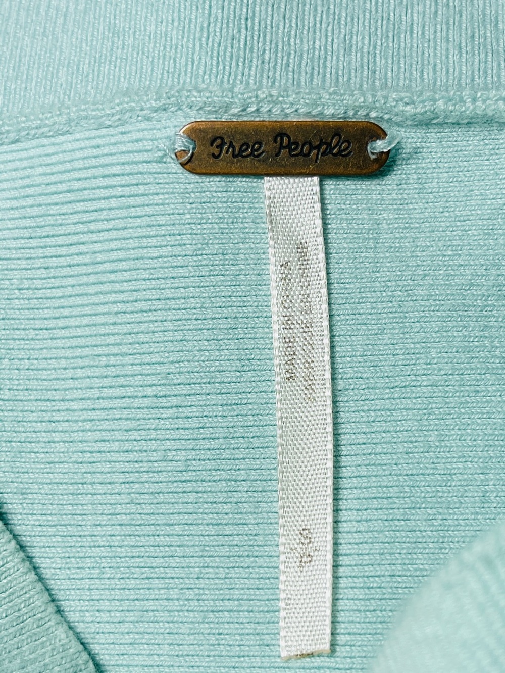Free People Mint Green Cowl-Neck Zip-Cuff Sweatshirt - Picture 3 of 3